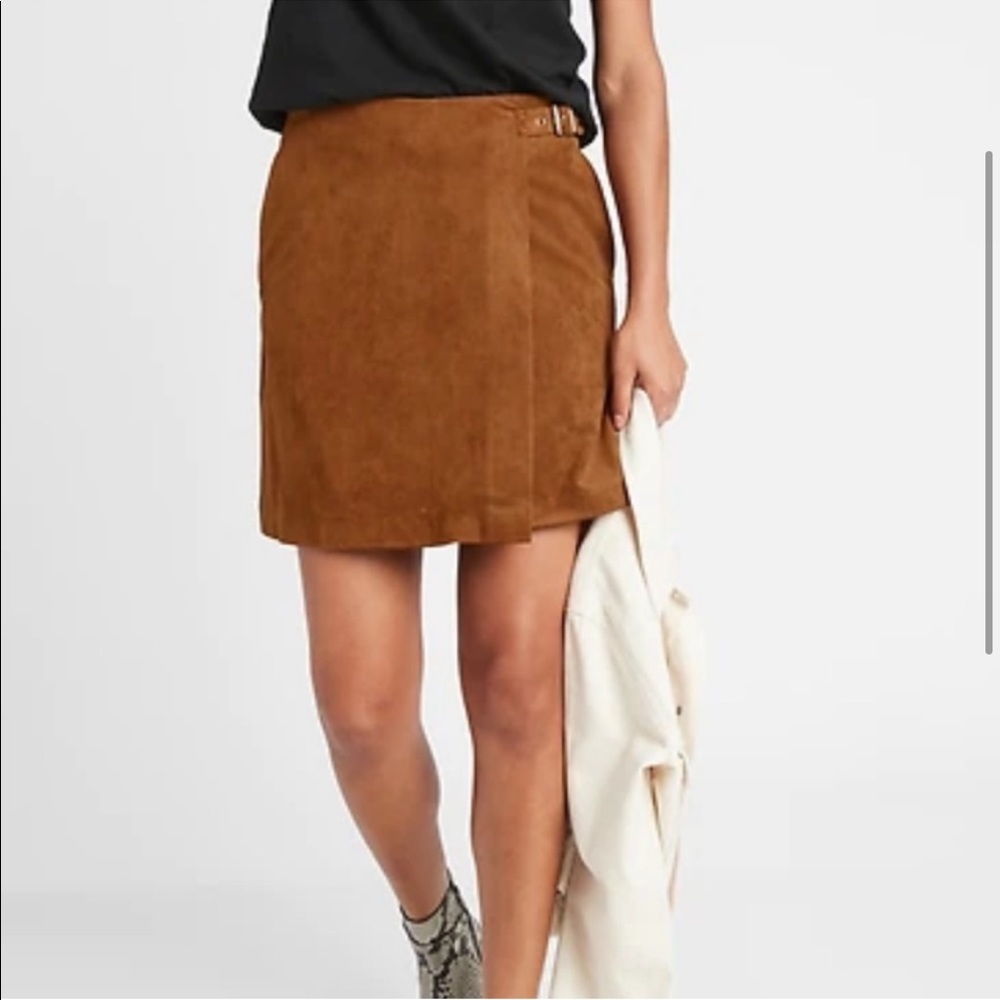 Banana Republic Wool Faux Wrap Skirt Tan Brown Fall Size 10